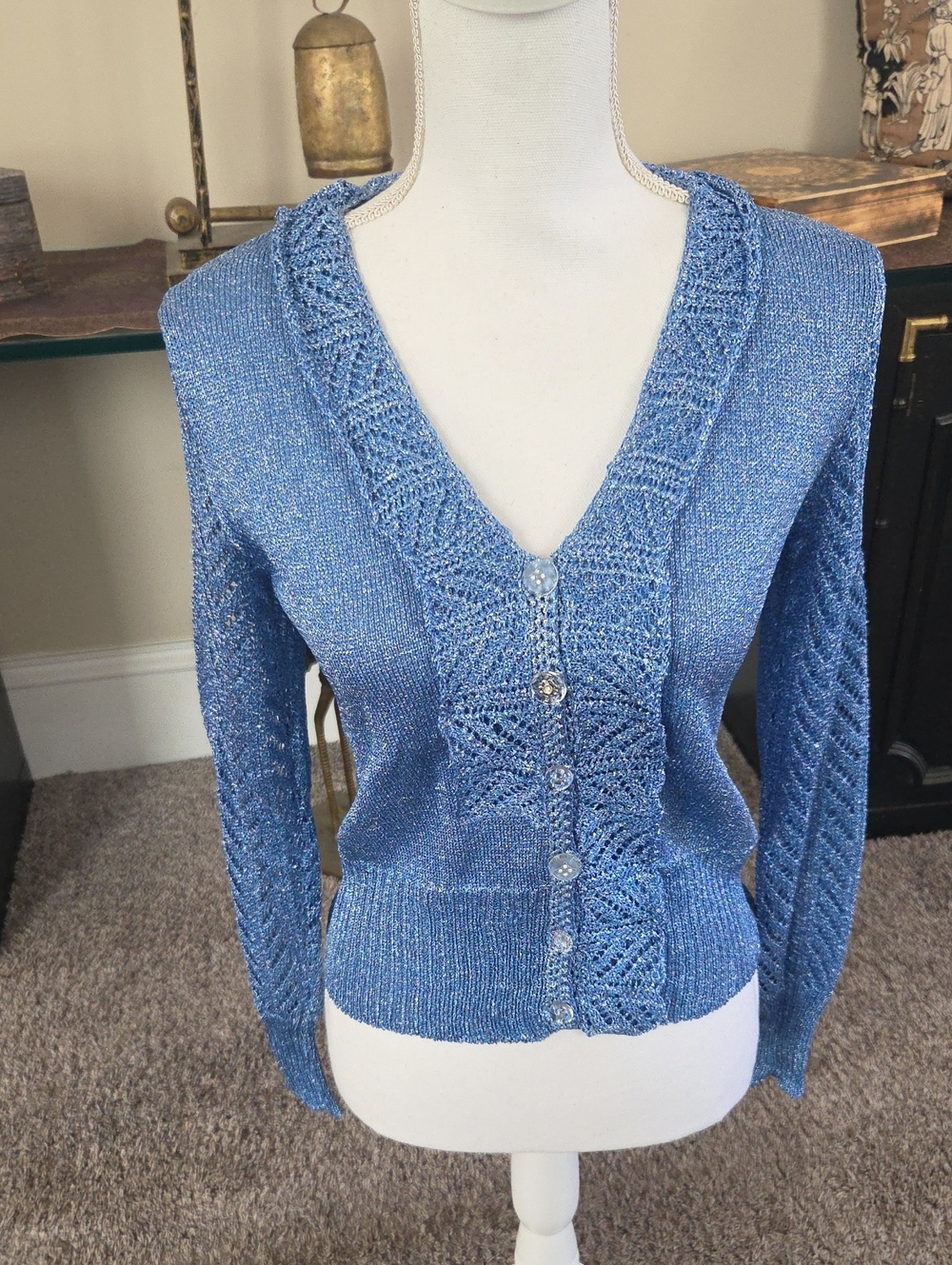 Julie's Bottega vintage Knit V-Neck Cardigan Sweater